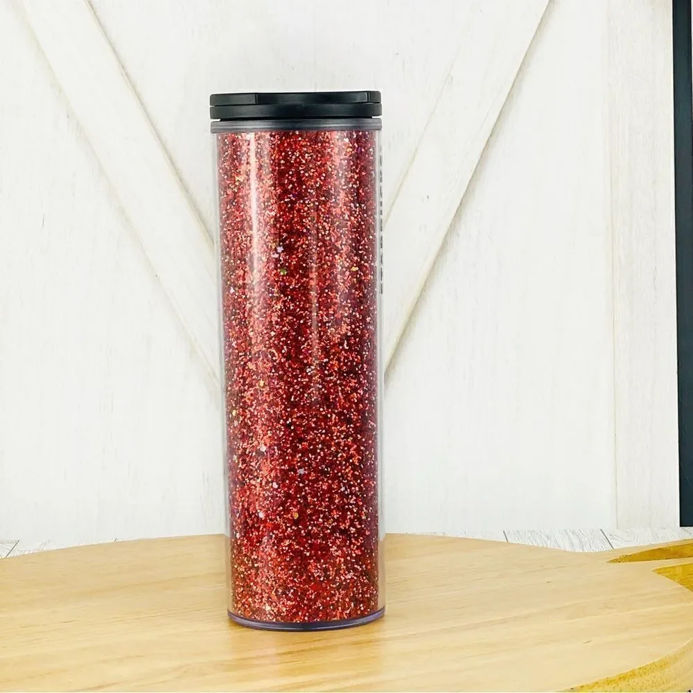 Starbucks Glitter Twist‎ Top Acrylic Tumbler Cup Red Silver Holiday